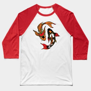 Yin Yang Koi Carp Fish Cut Out Baseball T-Shirt